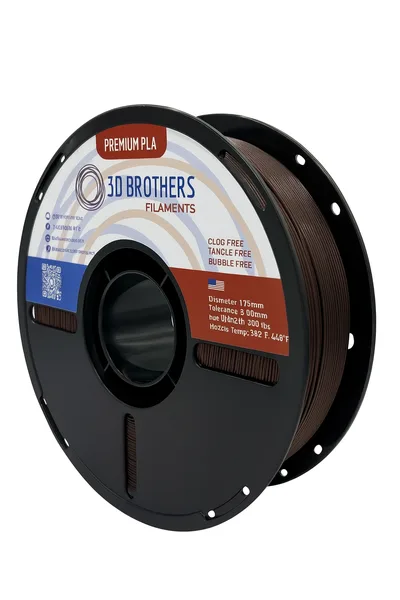 3D Brothers USA High Speed PLA Filament CHOCOLATE – Made in USA | 1kg Spool | 3D Brothers USA