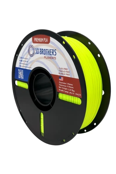 3D Brothers USA High Speed PLA Filament FLUORESCENT YELLOW – Made in USA | 1kg Spool | 3D Brothers USA