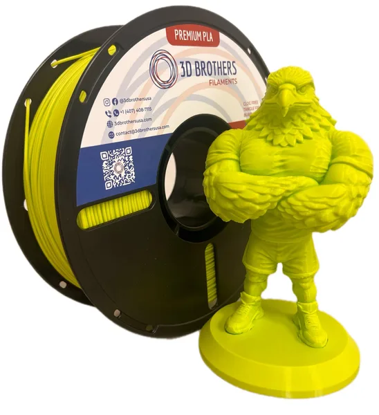 3D Brothers USA High Speed PLA Filament YELLOW GREEN – Made in USA | 1kg Spool | 3D Brothers USA