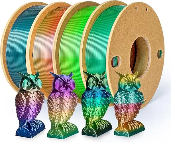 3DGenius Silk Rainbow PLA Filament Silk PLA 3D Printer Filament Shiny Fast Color Changing Gradient Filament 3D Printing Filament Fit Most FDM Printers, 250g X 4 Spools