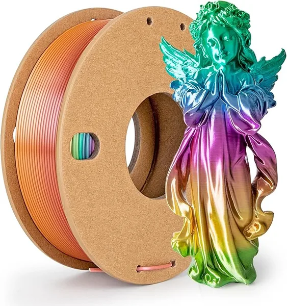 3DGenius Silk Rainbow PLA Filament 250g (0.55lbs) Spool, Fast Color Changing Shiny Gradient 3D Printer Filament, High Gloss Multi-Color PLA for Articulated Toys, 3D Art Crafts & Gifts, Candy Series