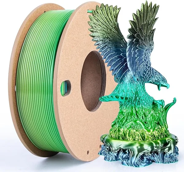 3DGenius Silk Rainbow PLA Filament 250g (0.55lbs) Spool, Fast Color Changing Shiny Gradient 3D Printer Filament, High Gloss Multi-Color PLA for Articulated Toys, 3D Art Crafts & Gifts, Forest Series