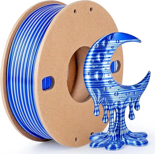 3DGenius Silk Gradient PLA Filament 250g (0.55lbs) Spool, Fast Color Changing Shiny Gradient 3D Printer Filament, High Gloss Multi-Color PLA for Articulated Toys, 3D Art Crafts & Gifts, Sliver Blue