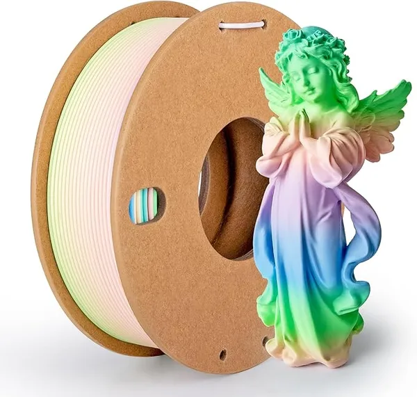 3DGenius Matte Rainbow PLA Filament 250g (0.55lbs) Spool, Fast Color Changing Matte Gradient 3D Printer Filament, Clog-Free Multi-Color PLA for Articulated Toys, 3D Art Crafts & Gifts
