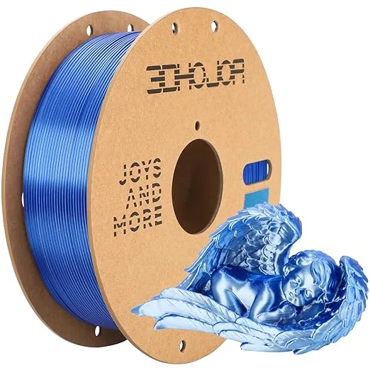 3DHojor 3DHoJor Silk PLA Filament Blue Silver Dual Color PLA 3D Printer Filament 2 in 1 Coextrusion 1KG Spool(2.2lbs) 3D Printing Filament Dimensional Accuracy +/- Fits for Most FDM 3D Printers