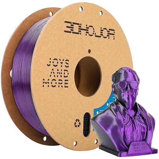 3DHojor 3DHoJor Silk PLA Filament Black Purple Dual Color PLA 3D Printer Filament 2 in 1 Coextrusion 1KG Spool(2.2lbs) 3D Printing Filament Dimensional Accuracy +/- Fits for Most FDM 3D Printers