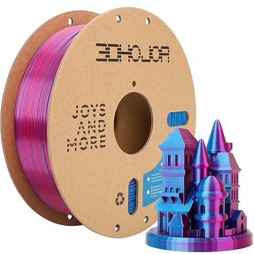 3DHojor 3DHoJor Silk PLA Filament Red Blue Dual Color PLA 3D Printer Filament 2 in 1 Coextrusion 1KG Spool(2.2lbs) 3D Printing Filament Dimensional Accuracy +/- Fits for Most FDM 3D Printers