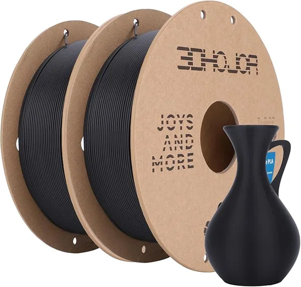 3DHojor 3DHoJor Matte PLA Filament, Upgrade Matte 3D Printer PLA Filament, 1KG*2 Bundle Cardboard Spool 3D Printing Filament for 3D Printers(Matte Black 2Pack)