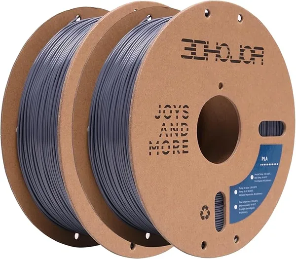 3DHojor 3DHoJor PLA Filament,3D Printing Filament,1kg*2 Cardboard Spool, Fit Most FDM 3D Printer,Dimensional Accuracy +/-,Vacuum Packaging-2Pack Grey