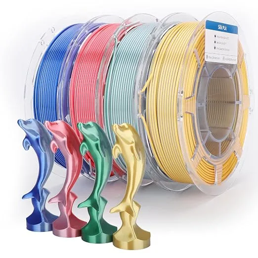 3DHojor 3DHoJor 3D Printer Filament Bundle, Silk PLA Filament, Dual Color Filament 200gX 4 Spools Silk Filament Bundle Multicolor