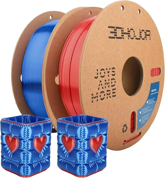 3DHojor 3DHoJor Silk PLA Filament, PLA Filament Silk Shiny 3D Printer Filament, 1kg*2 Cardboard Spool, Dimensional Accuracy +/-, Fit Most FDM Printer(Silk Red+Blue)