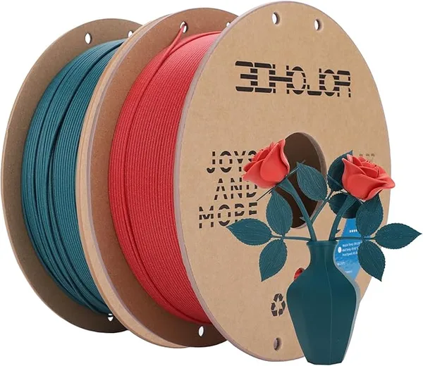 3DHojor 3DHoJor Matte PLA Filament, Upgrade 1kg*2 Bundle Cardboard Spool PLA Filament 1.75 PLA 3D Printing Filament, Print with Most 3D Printers Using 3D Filament-Fire Engine red+Morandi Green