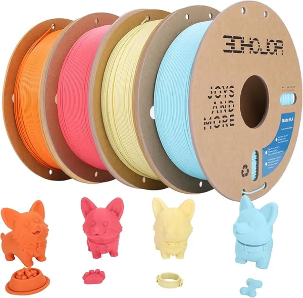 3DHojor 3DHoJor Matte PLA Filament, Upgrade 1kg*4 Bundle Cardboard Spool PLA Filament 1.75 PLA 3D Printing Filament, Print with Most 3D Printers-Strawberry red+Light Blue+Almond Yellow+Tangerine