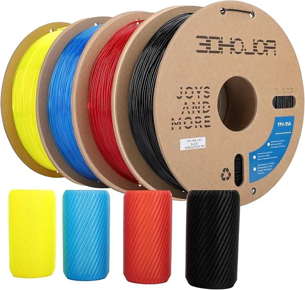 3DHojor 3DHojor TPU Filament TUP95A 3D Printer Filament Flexible Soft 3D Filament 1KG*2 Bundle fit Most FDM 3D Printers Dimensional Accuracy +/--Black+Transparent Red/Yellow/Blue