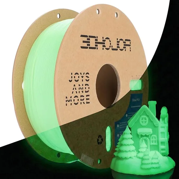 3DHojor 3DHoJor PLA Glow in The Dark Filament 1Kg, 3D Printing Luminous Filament Dimensional Accuracy +/-, Fit Most FDM 3D Printers- Glow Green