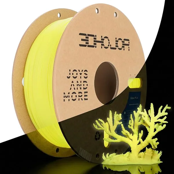 3DHojor 3DHoJor PLA Glow in The Dark Filament 1Kg, 3D Printing Luminous Filament Dimensional Accuracy +/-, Fit Most FDM 3D Printers-Glow Yellow