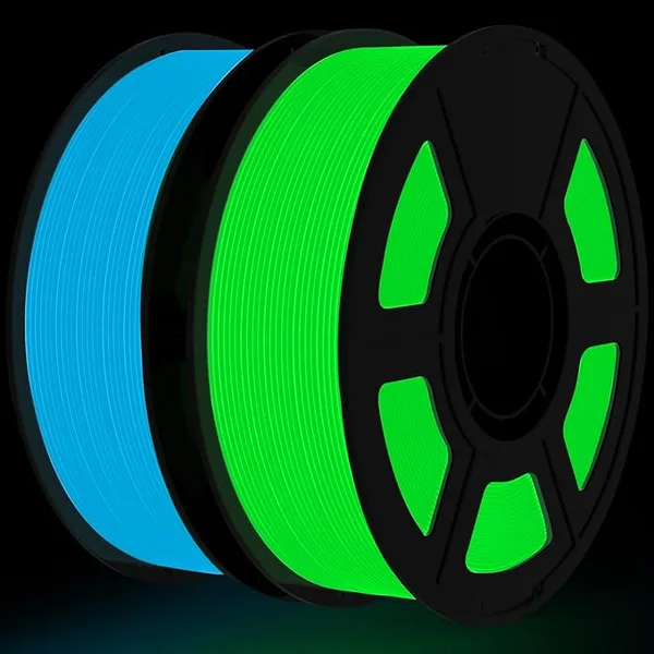 Amoybaby Glow in The Dark PLA Filament Bundle | 2-Pack(1KG per Spool, Total 2KG), Halloween Color 3D Printer Filament, Dimensional Accuracy +/-, Fit FDM 3D Printers (Glow Blue+Green)