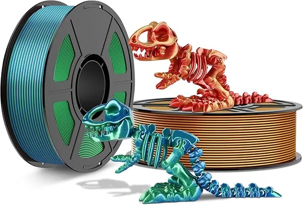Amoybaby Dual Color Silk PLA Filament 3D Printer Filament Bundle, 2kg Spool (4.4lbs), Dimensional Accuracy +/-, Fit Most FDM 3D Printers (Gold Red + Blue Green)