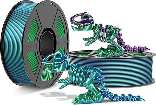 Amoybaby Dual Color Silk PLA Filament 3D Printer Filament Bundle, 2kg Spool (4.4lbs), Dimensional Accuracy +/-, Fit Most FDM 3D Printers (Blue Green + Purple Green)