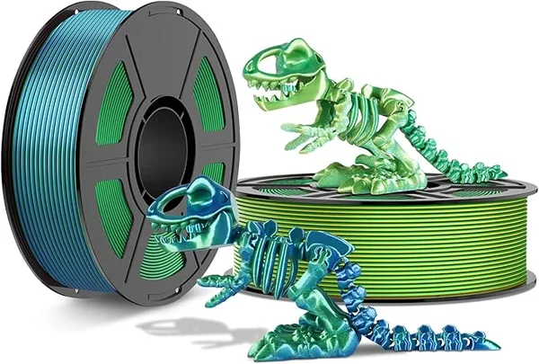 Amoybaby Silk PLA Filament Dual Color Bundle, Bluegreen+YellowGreen | Smooth Extrusion | High Speed 3D Printing | +/- Accuracy | 1kg Per Spool, 2kg Total | Fits FDM 3D Printers&3D Pens