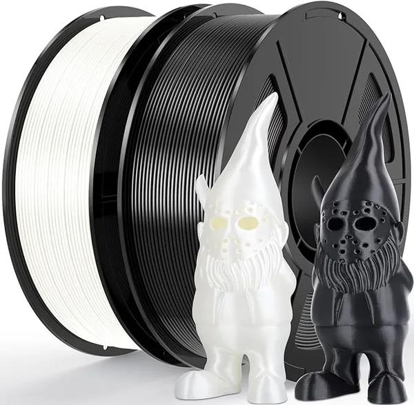 Amoybaby Black White Silk PLA Filament Bundle | 2-Pack(1KG per Spool, Total 2KG) 3D Printer Filament Bundle, Dimensional Accuracy +/-, Fit FDM 3D Printers & 3D Pens