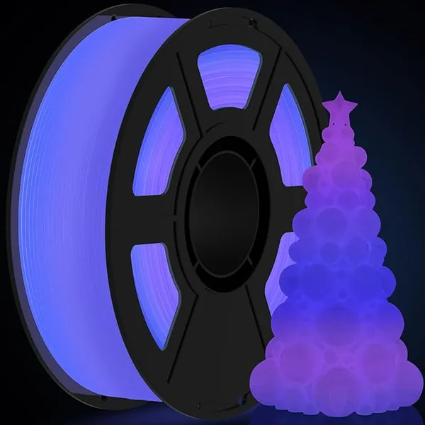 Amoybaby Rainbow PLA Glow in The Dark Filament 1kg(2.2lbs), (Purple,Rose Red,Blue) Fast Color Change Luminous, Multicolor UV Light 3D Printer Filament for FDM 3D Printers & Pens