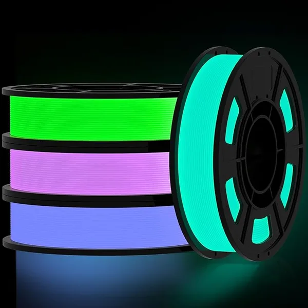 Amoybaby Glow in Drak PLA 3D Pirnter Filament Bundle 250g×4 Spools | Dark Fluorescent PLA Multicolor Packed, Long Lasting Glow Effect, Bright Luminous Finish, Easy to Print, Fit FDM 3D Printers