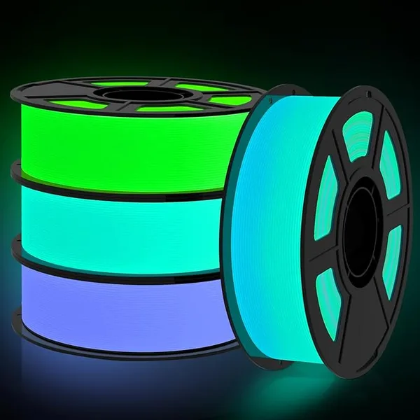Amoybaby Glow in The Drak PLA Filament Bundle 3D Printer Filament | 1kg per Spools, 4kg Total, Strong Glow Effect by UV Lamp, Value Pack Filament for Halloween Decoration, Fit FDM 3D Printers