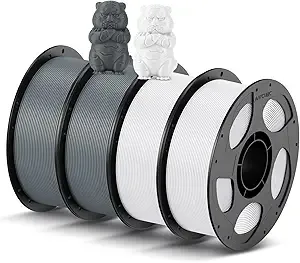 Anycubic ANYCUBIC PLA 3D Printer Filament Bundle 4KG, 2 Pack of Gray & 2 Pack of White, 3D PLA Filament Dimensional Accuracy +/-, 4 Pack 1KG Spool (2.2 lbs), 4KG in Total