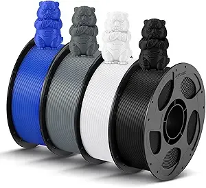 Anycubic ANYCUBIC PLA 3D Printer Filament Bundle 4KG, 3D Printing PLA Filament Dimensional Accuracy +/-, 4 Pack 1KG Reusable Spool(2.2 lbs) Texture Grey, Black, White, Blue