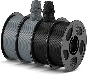 Anycubic ANYCUBIC PLA 3D Printer Filament Bundle 4KG, 3D Printing PLA Filament Dimensional Accuracy +/-, 4 Pack 1KG Reusable Spool (2.2 lbs), 2 Pack of Texture Grey & 2 Pack of Black