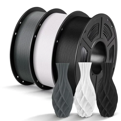 Anycubic ANYCUBIC PLA Filament Bundle 3KG, 3D Printing PLA Filament Dimensional Accuracy +/-, 1KG Spool (2.2 lbs), 3KG, Black+Texture Grey+White