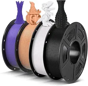 Anycubic ANYCUBIC PLA Filament Bundle, 3D Printing PLA Filament Dimensional Accuracy +/-, 1KG Reusable Spool (2.2 lbs), 4KG Black + White + Peach Pink + Interstellar Violet