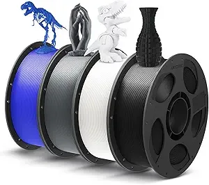 Anycubic ANYCUBIC PLA Plus (PLA+), 3D Printer Filament Bundle, High Toughness, Dimensional Accuracy +/-, Print with Most FDM 3D Printers, 4 Pack 1KG Reusable Spool, Gray, Black, White, Blue