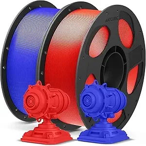Anycubic ANYCUBIC PLA Plus (PLA+), 3D Printer Filament Bundle, High Toughness, Dimensional Accuracy +/-, Print with Most FDM 3D Printers, 1KG Reusable Spool, 2kg, Blue + Red