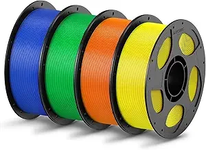Anycubic ANYCUBIC PLA Filament Bundle, 3D Printing PLA Filament Dimensional Accuracy +/-, 1KG Reusable Spool (2.2 lbs), 4KG Blue + Green + Orange + Yellow