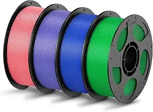 Anycubic ANYCUBIC PLA Filament Bundle, 3D Printing PLA Filament Dimensional Accuracy +/-, 1KG Reusable Spool (2.2 lbs), 4KG Pink + Purple + Blue + Green