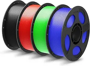Anycubic ANYCUBIC PLA Plus (PLA+), 3D Printer Filament Bundle, High Toughness, Dimensional Accuracy +/-, 4 Pack 1KG Reusable Spool, Black, Red, Green, Blue
