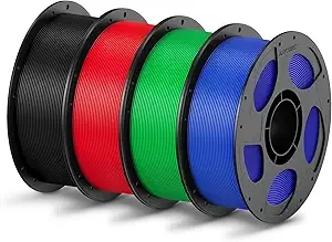 Anycubic ANYCUBIC PLA Filament Bundle, 3D Printing PLA Filament Dimensional Accuracy +/-, 1KG Reusable Spool (2.2 lbs), 4KG Black + Red + Green + Blue