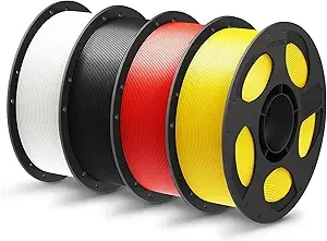 Anycubic ANYCUBIC PLA Plus (PLA+), 3D Printer Filament Bundle, High Toughness, Dimensional Accuracy +/-, 4 Pack 1KG Reusable Spool, White, Black, Red, Yellow