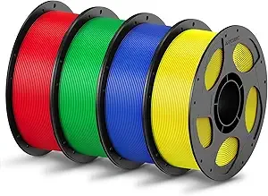 Anycubic ANYCUBIC PLA Filament Bundle, 3D Printing PLA Filament Dimensional Accuracy +/-, 1KG Reusable Spool (2.2 lbs), 4KG Red + Green + Blue + Yellow