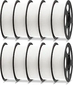 Anycubic ANYCUBIC PLA Plus (PLA+), 3D Printer Filament Bundle, High Toughness, Dimensional Accuracy +/-, Print with Most FDM 3D Printers, 10 Pack 1KG Reusable Spool White
