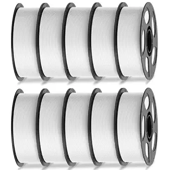 Anycubic ANYCUBIC High Speed 3D Printer Filament Bundle, Rapid PLA Filament with High Prints Quality, Dimensional Accuracy +/-, 1KG Reusable Spool, 10 Pack Bright White