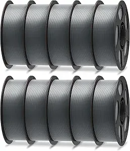 Anycubic ANYCUBIC PLA Plus (PLA+), 3D Printer Filament Bundle, High Toughness, Dimensional Accuracy +/-, Print with Most FDM 3D Printers, 10 Pack 1KG Reusable Spool Texture Grey