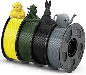 Anycubic ANYCUBIC PETG Filament Bundle, 3D Printer Filament, Dimensional Accuracy +/-, Exceptional Toughness, 1KG Reusable Spool, 4KG Black+Texture Silver+Forest Green+Yellow