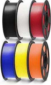 Anycubic ANYCUBIC PLA Filament Bundle, 3D Printer Filament Dimensional Accuracy +/-, 1KG Reusable Spool, Black, White, Red, Blue, Yellow, Orange, 6KG in Total