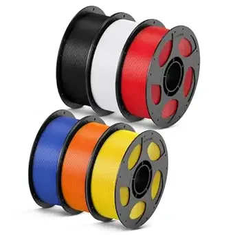 Anycubic ANYCUBIC High Speed 3D Printer Filament Bundle, Rapid PLA Filament, Dimensional Accuracy +/-, 6KG Pearl Black+Bright White+Bright Red+Dazzling Blue+Vibrant Yellow+Vibrant Orange