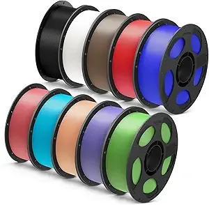 Anycubic ANYCUBIC PLA Plus (PLA+), 3D Printer Filament Bundle, 1KG Reusable Spool, Black, White, Brown, Red, Blue, Pink, Tropical Turquoise, Peach Pink, Interstellar Violet, Spring Leaf, 10KG in Total
