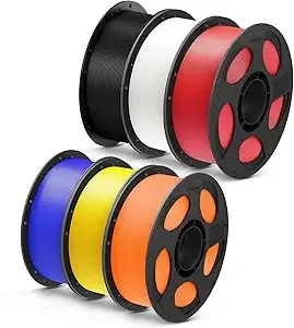 Anycubic ANYCUBIC PLA Plus (PLA+), 3D Printer Filament Bundle, High Toughness, 1KG Reusable Spool, Black, White, Red, Blue, Yellow, Orange, 6KG in Total
