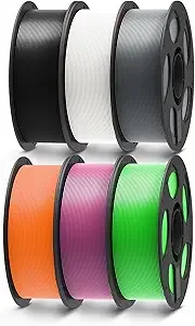 Anycubic ANYCUBIC PLA Filament Bundle, 3D Printer Filament Dimensional Accuracy +/-, 1KG Reusable Spool, Black, White, Texture Grey, Orange, Magenta, Green Flash